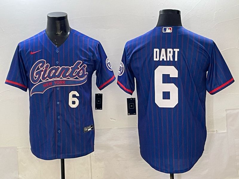 Men 2025 New York Giants #6 Dart Blue Joint Name Nike Limited NFL Jersey 010